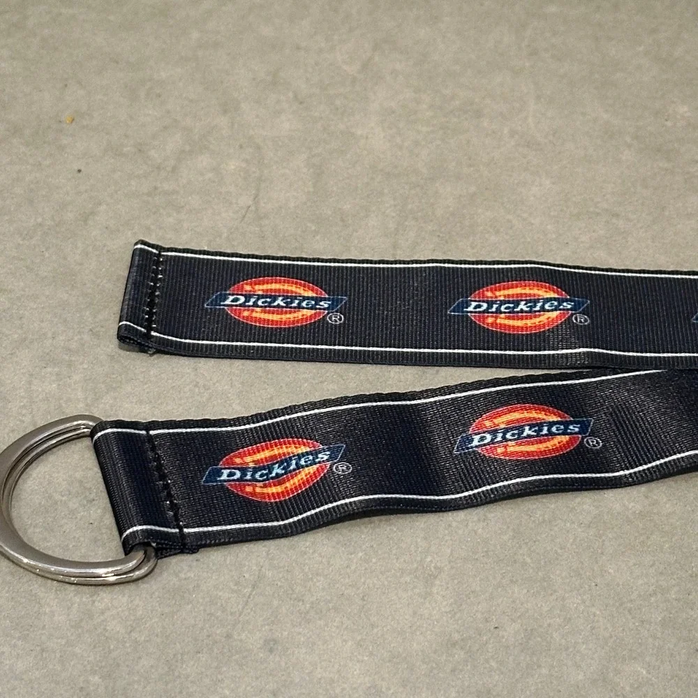 Dickies Mens Black Web Belt D-Ring Buckle Logo Print Adjustable Nylon Strap